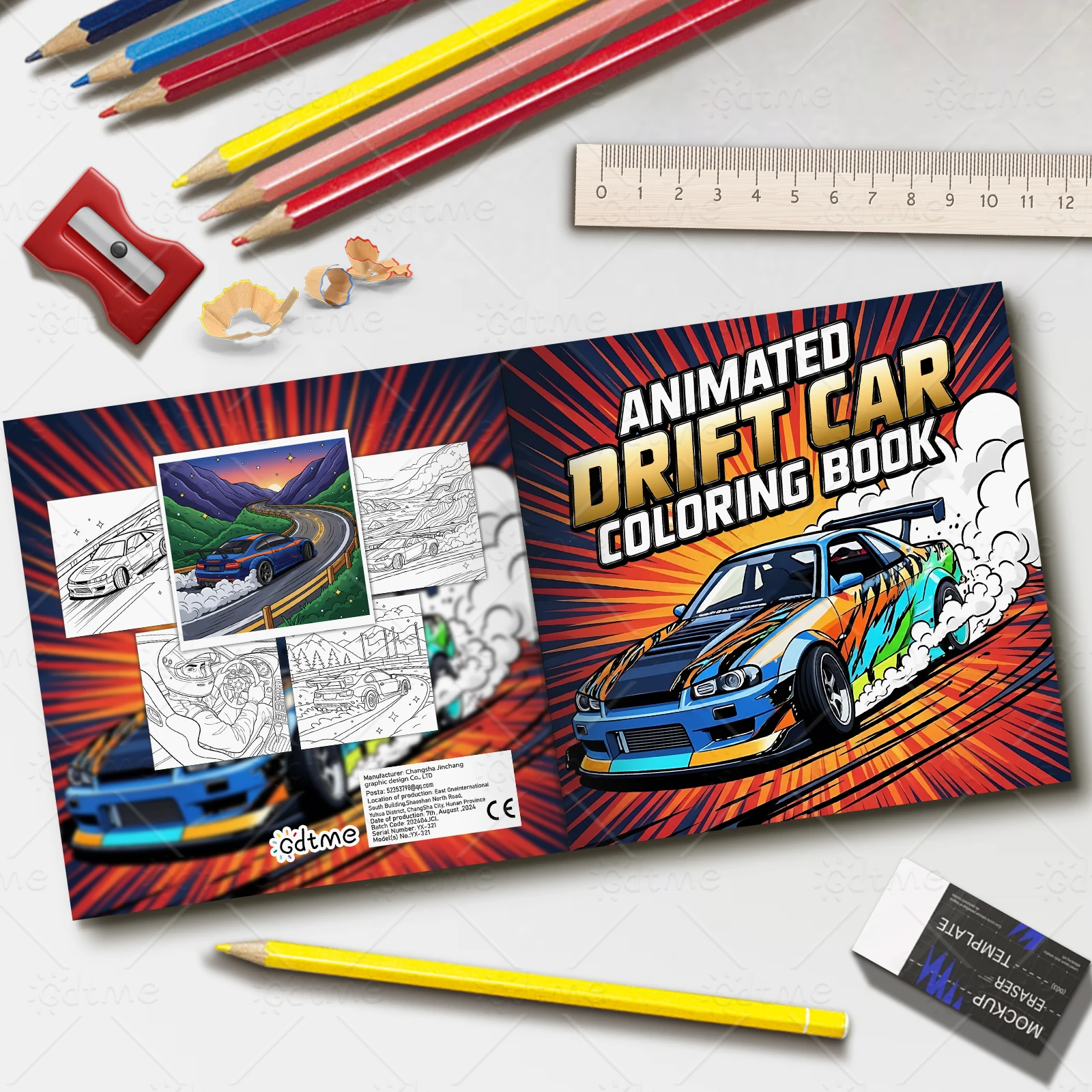 ANIMATED DRIFT CAR Malbuch Simple Joys Stressabbau-Zeichenbuch Perfektes Geschenk für Party und Geburtstag Weihnachten – Detail 2