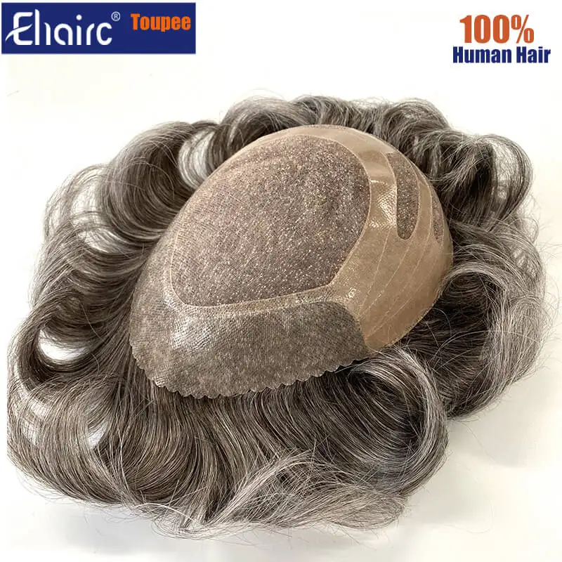 Male Hair Prosthesis Bond Mono Base With PU In Front And NPU Back Men's Wigs Replacement System Unit 100% Natural Wig For Men