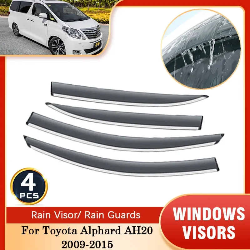 4x For Toyota Alphard Vellfire AH20 2009~2015 Sun Rain Windshield Windows Visors Deflectors Guards Cover Protector Accessories