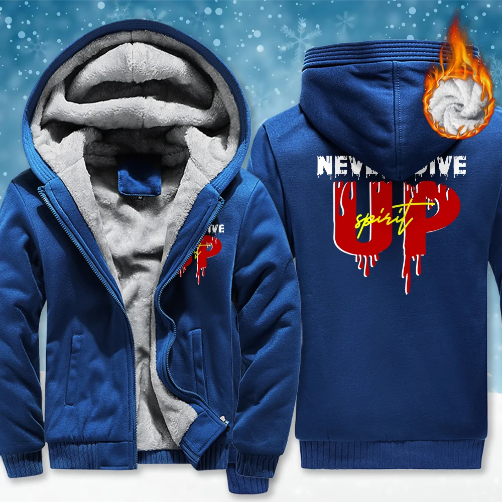 

Never Give Up Printing Men Thicken Jacket Street Loose Hoodies Zipper Fleece Clothing Winter Casual Soft Unisex Pocket Top