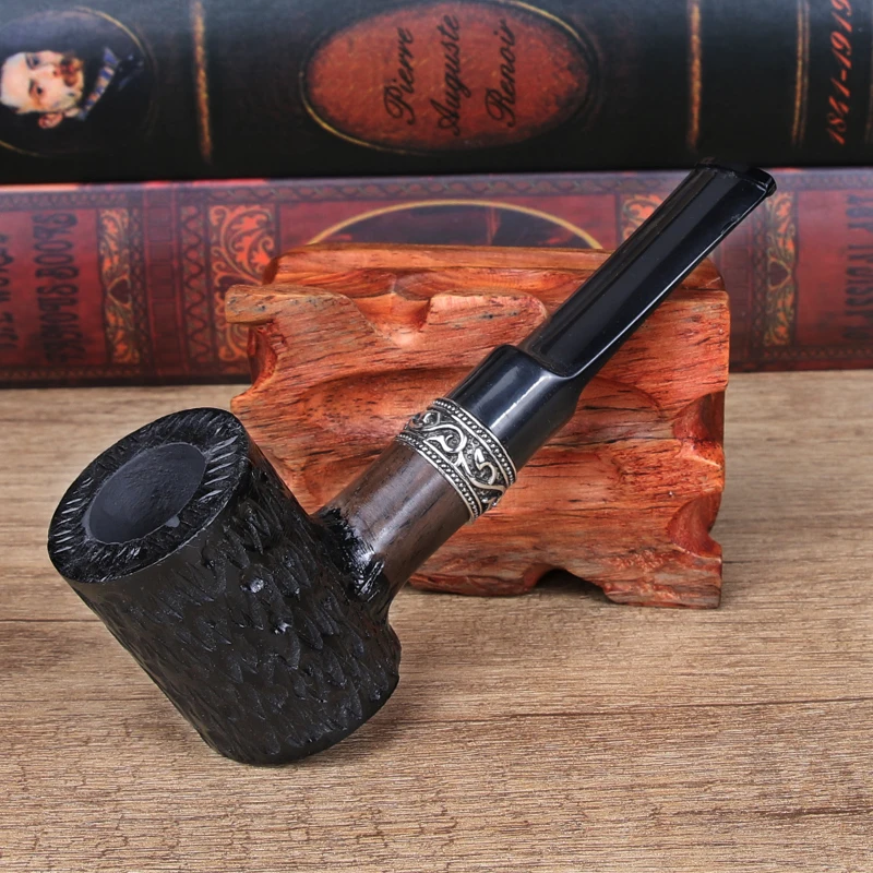 Straight and Bent Ebony Wood Carved Tobacco Pipes, Smoking Pipe, New Classic Tools, Smoking Accessories, Gift for Father, 9mm