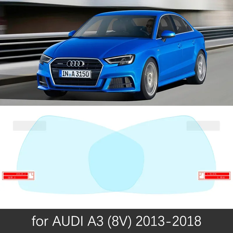 Full Cover Anti Fog Film For Audi A3 8P 8V 2003~2018 S-Line S3 Rearview Mirror Anti-fog Rainproof Clear Films Accessories