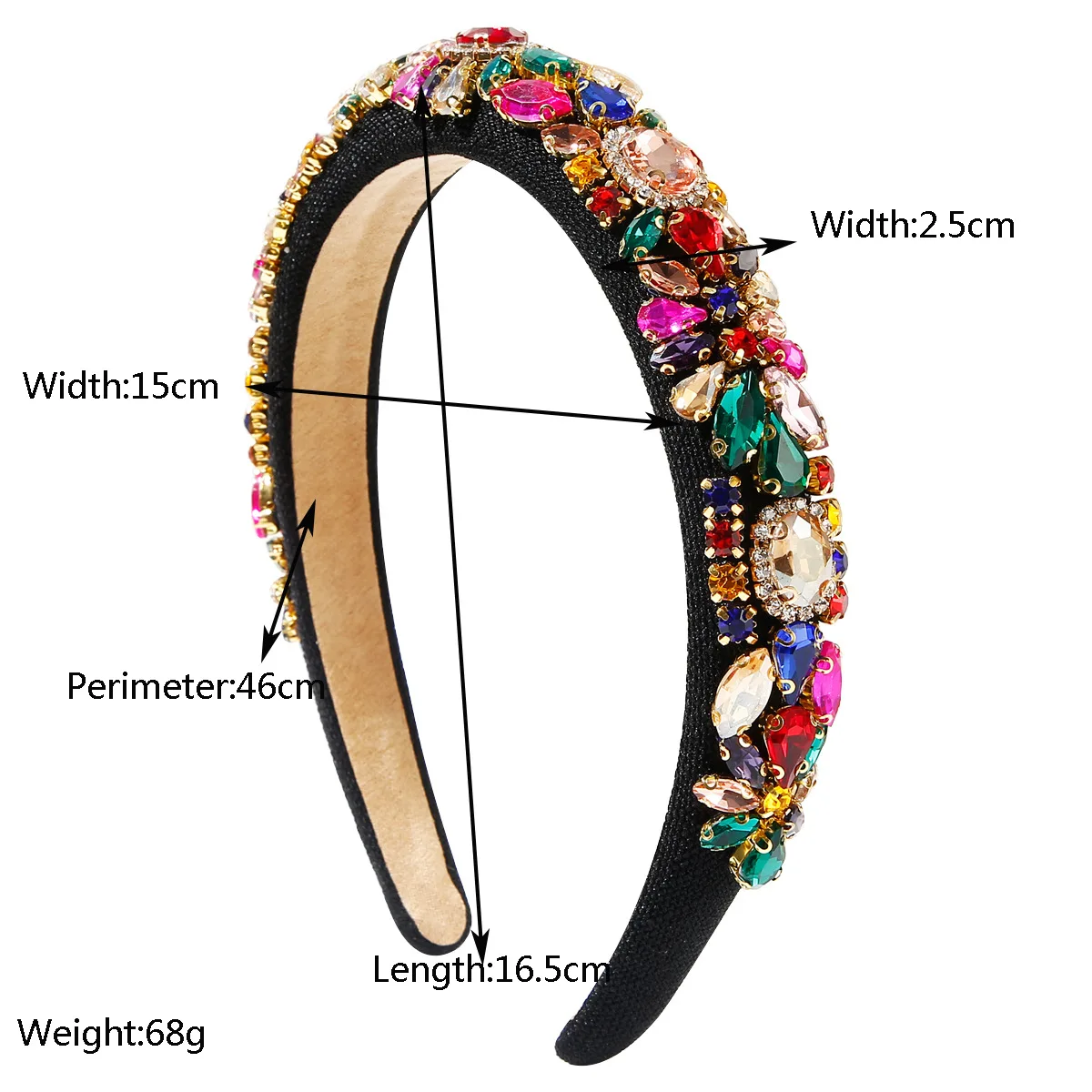 Baroque Crystal Embellished Hairbands Rhinestone Padded Headband Fashion Bejewelled HairHoop Accessory for Women Girls