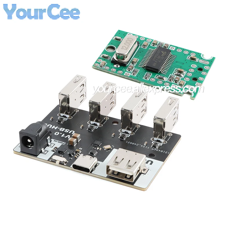 CH334 modul Hub 4 antarmuka USB2.0 Hub Chip 40 MB/S 5V XL-USBHUB USB-A TYPE-C antarmuka DC5.5 * 2.1