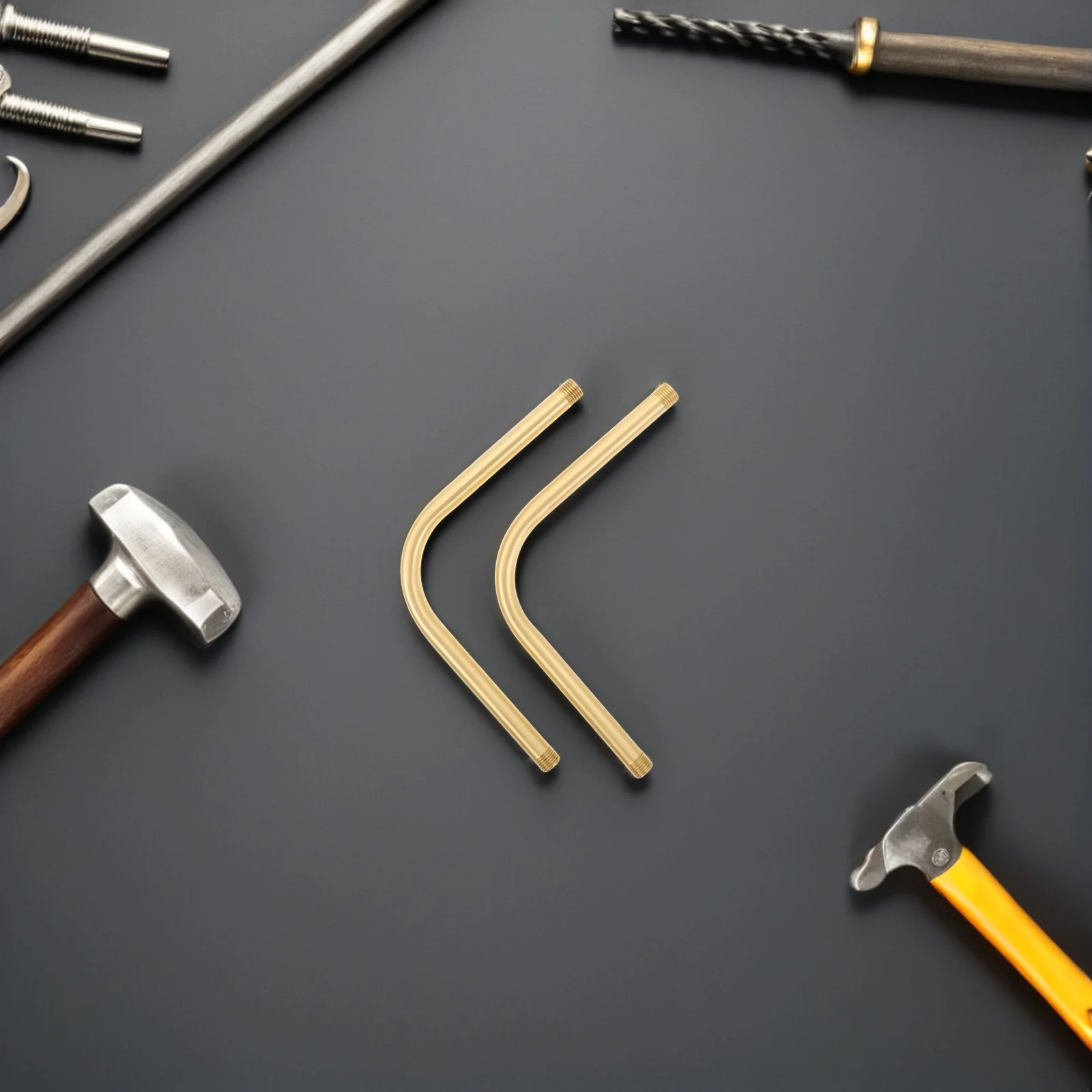 

2 Pcs Copper Bent Tube Lamp Accessories Curved Wall Light Fixture Rod Stem Ceiling Fan Extension Detachable Tube Thread