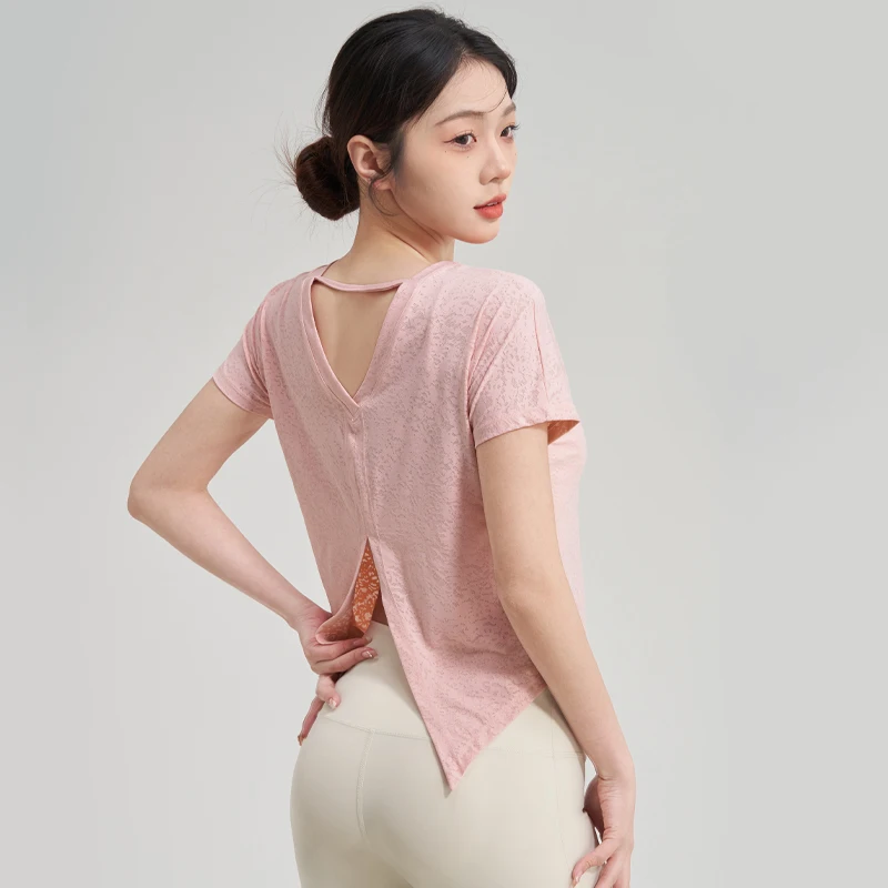 Floral Style Yoga T-shirts Women Solid Sport Top Fashion T Shirt Gym Training Short Sleeve Fitness Quick Dry Sportswear Tee