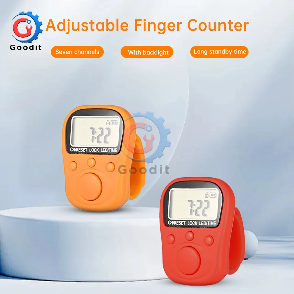 Finger Ring Counter Upgraded Seven Channel Illuminated Time Luminous Counter Lockable Rechargeable Counter Sewing Weave Soccer