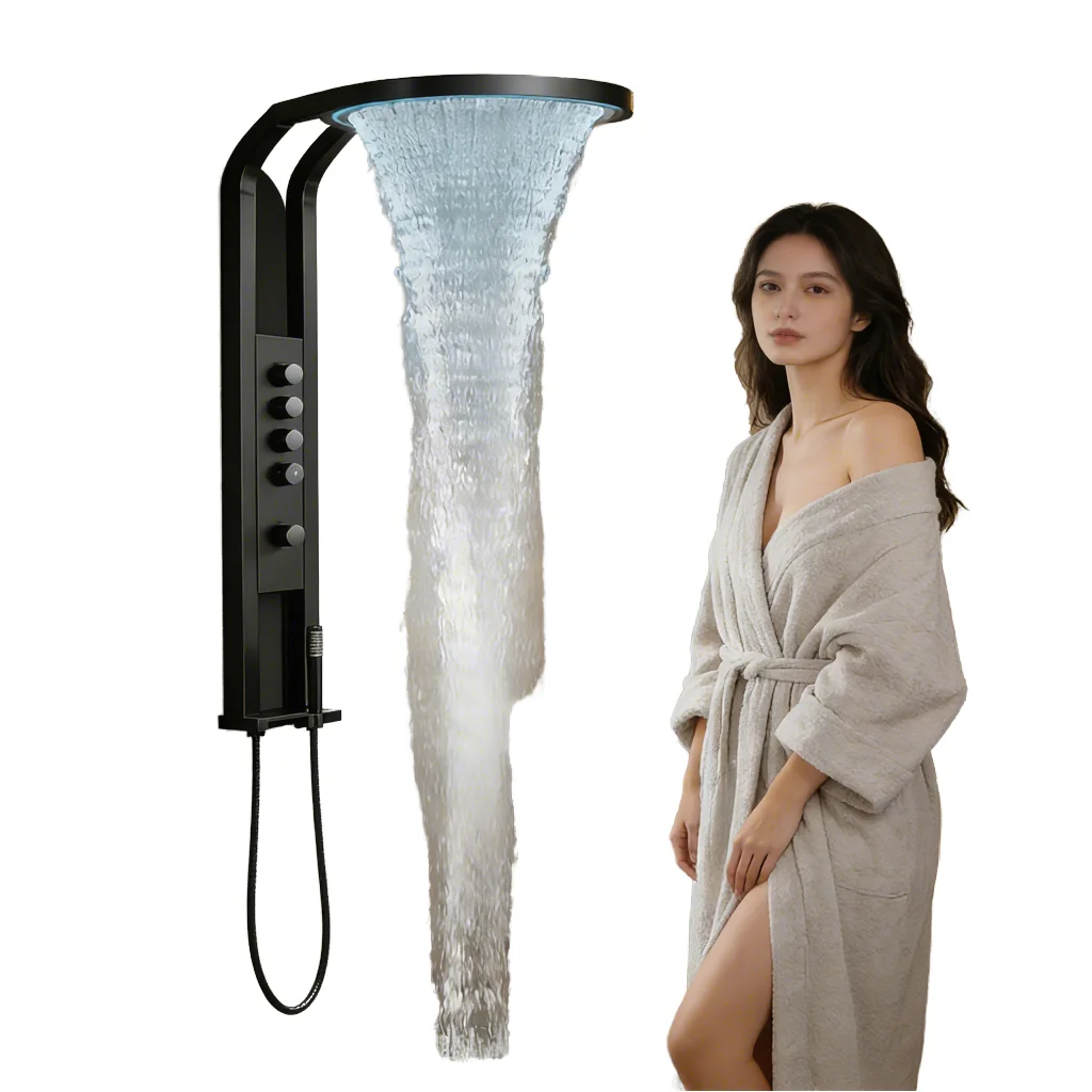 Stainless Luxury Rainfall Shower Panel With Knob Three-speed Adjustment U-shaped Shower Head Is Suitable For Hotel Shower Screen