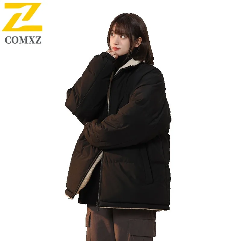COMXZ 2025 Stand Collar Puffer Jacket Winter Unisex American Style Waterproof Windproof Warm Outdoor Sports Casual Fashion Coat