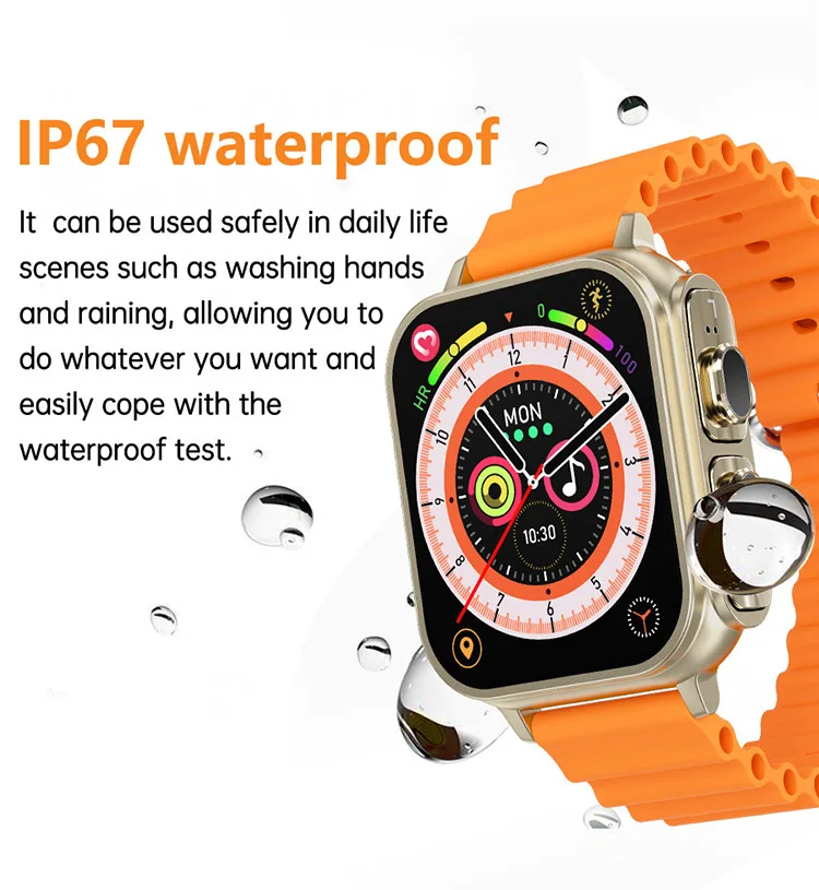 2025 Waterproof SmartWatch Heart Rate Bluetooth Call Music Playback TWS Earphones 2-In-1 Pedometer Sports Watch