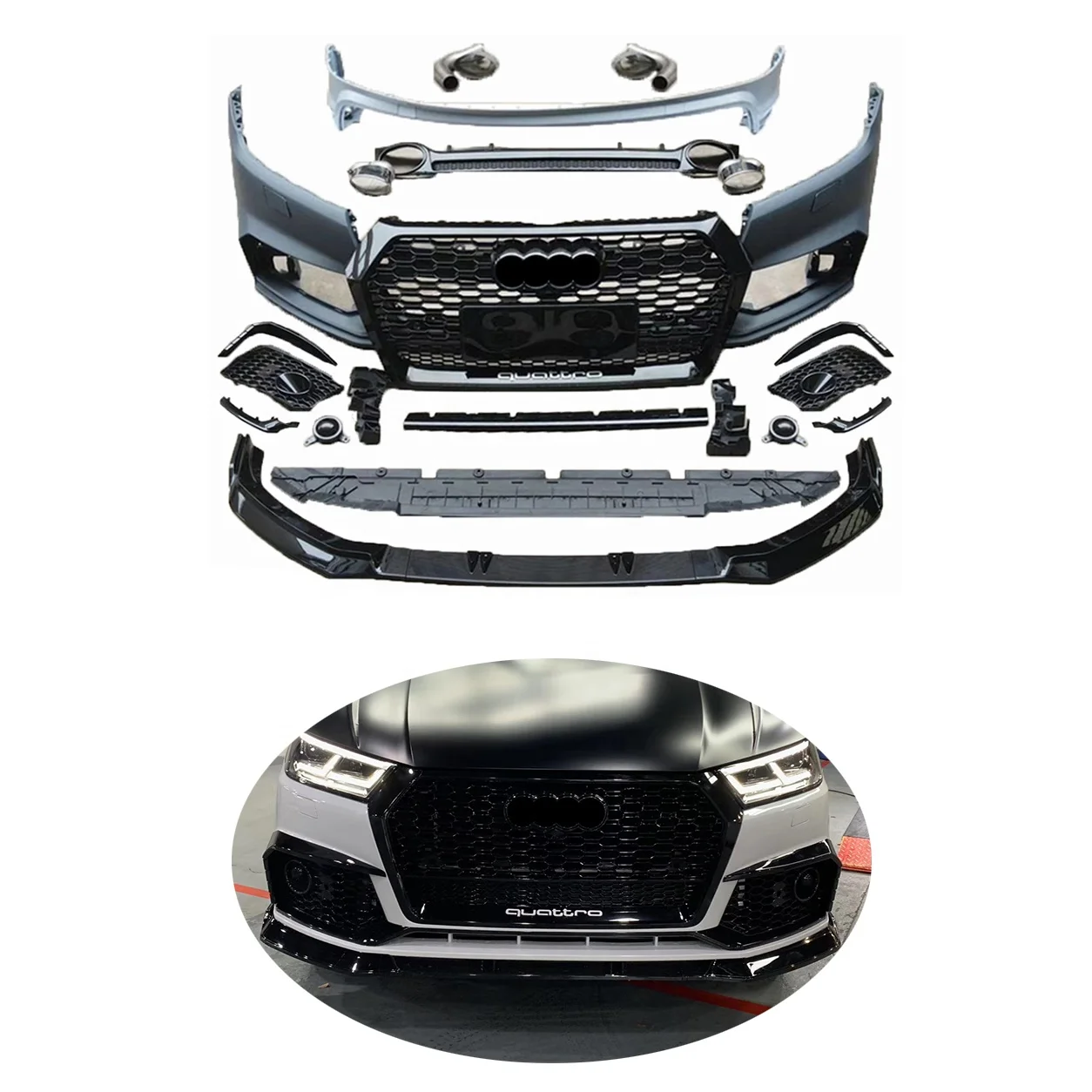 Best-selling Car Body Kits Q5 Upgrade Refit to RSQ5 Front Bumper with Grille for Audi RSQ5 2018 2019 2020