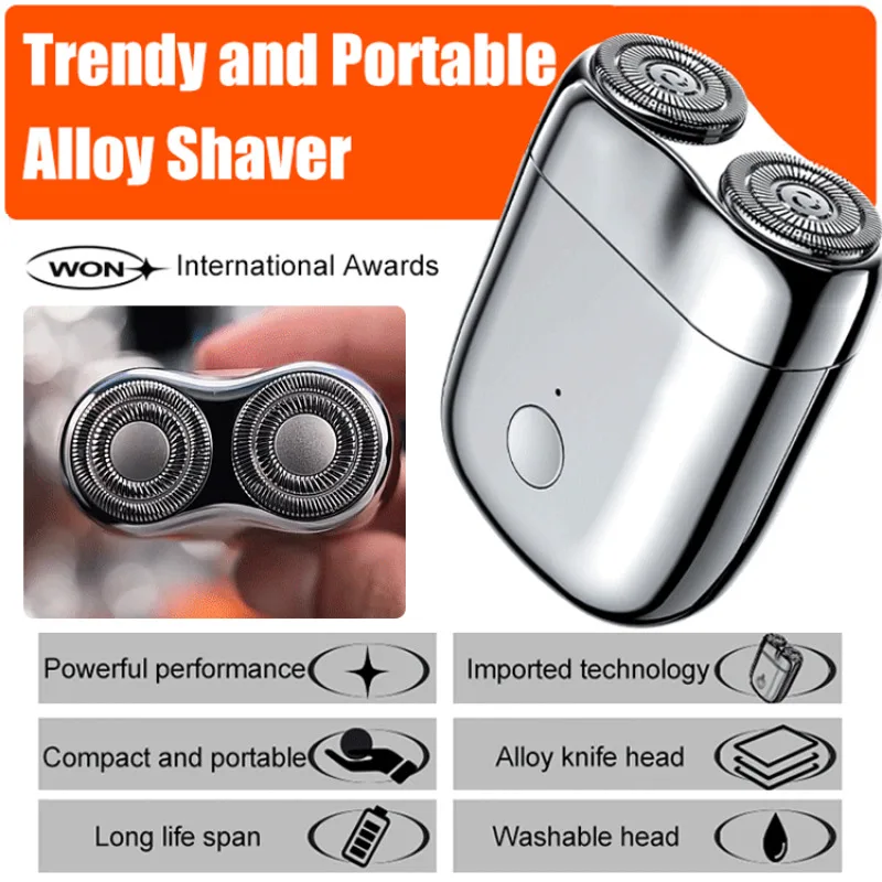 Men's Dual Head Magnetic Suction Electric Shaver TYPE-C Charging Waterproof Portable Electroplated Body Mini Shaver