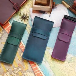 New cowhide pen sleeve creative gift pen bag Crazy horse leather pen leather case unisex stationery bag