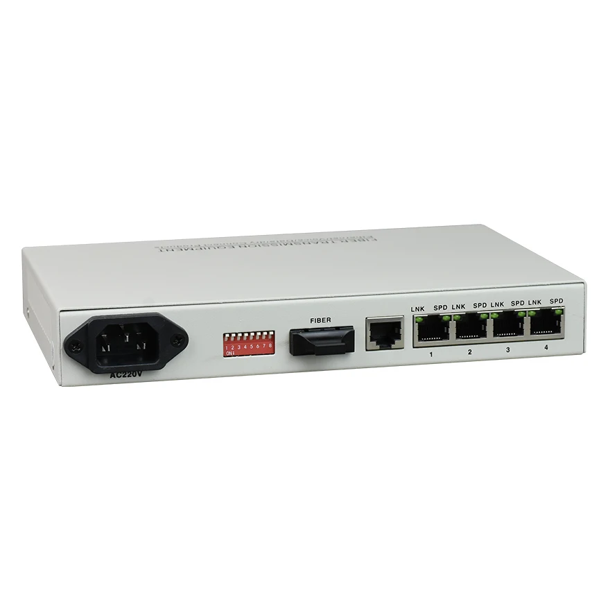 4 Port Fast Ethernet Configurable VLAN Fiber Optical Media Converter