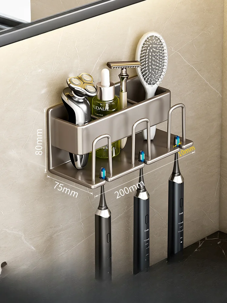 Toothbrush Rack Without Punching Mouthwash Cup Toothpaste Holder Wall-mounted Bathroom Storage Box Electric Toothbrush Holder