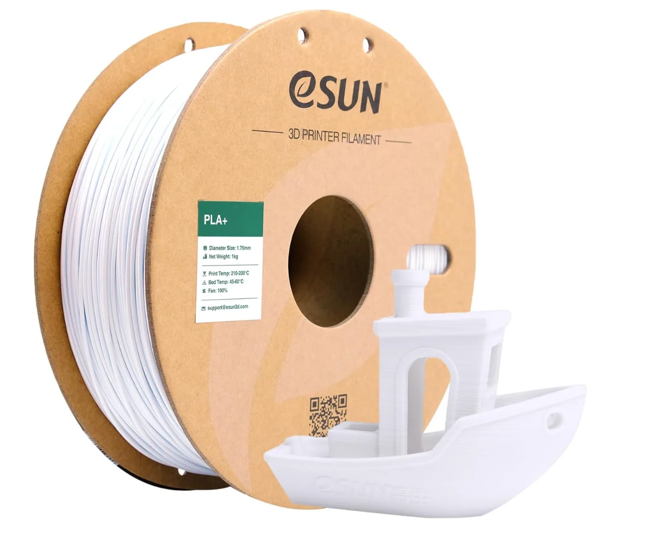 

eSUN PLA+ Filament 1.75mm Cold White 1KG, 3D Printer Filament Dimensional Accuracy +/- 0.03mm, 1kg Cardboard Spool(2.2lbs)