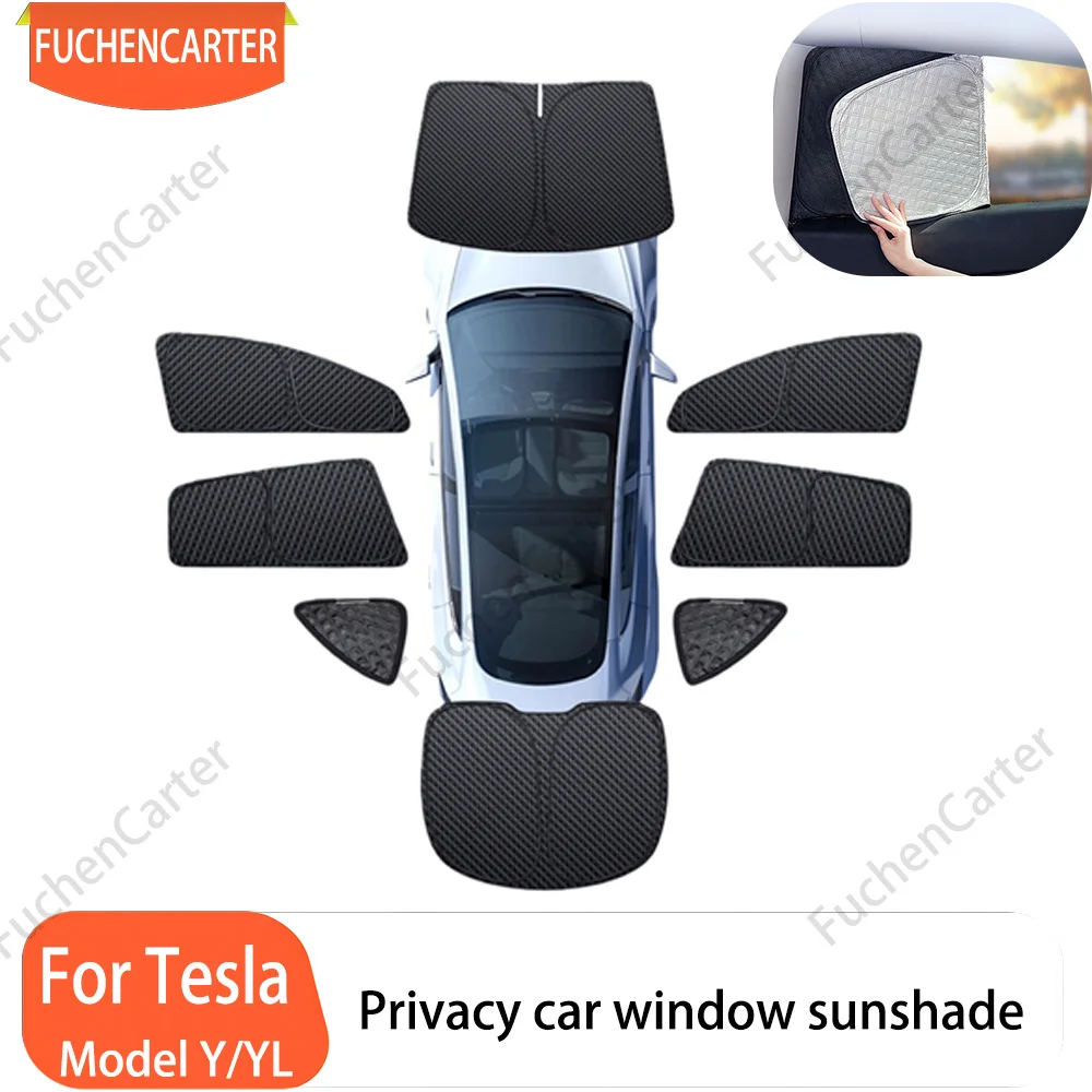 Heat Insulated Privacy Sunshades Compatible for Tesla Model YL 2026 Side Window & Windshield Sun Visors for Outdoor Camping