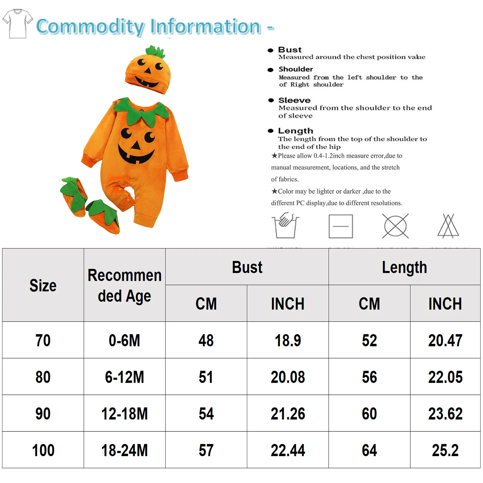 Baby Costume Kids Pumpkin Romper with Hat Boys Girls Cosplay One-Piece Infant Summer Casual Onesie Halloween Jumpsuit 0-3 Years