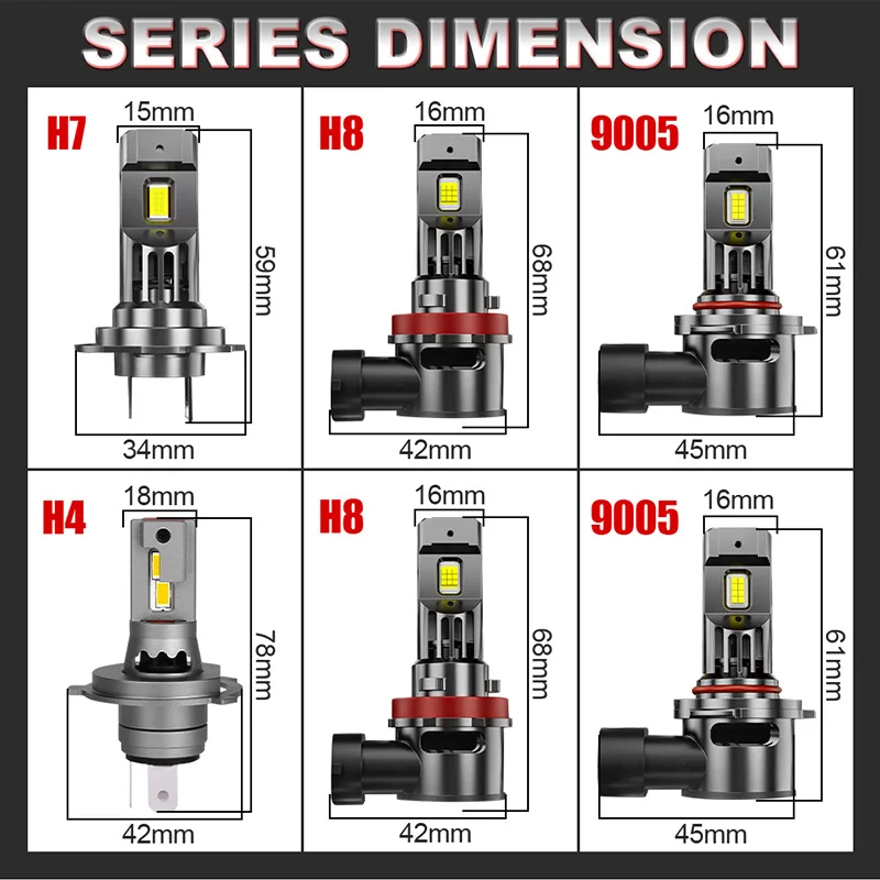 H7 Turbo LED CANBUS Lights Wireless Plug and Play Mini Lamp 30000LM H4 H11 9012 9005 9006 3580 CSP Car Headlight Bulbs with Fan