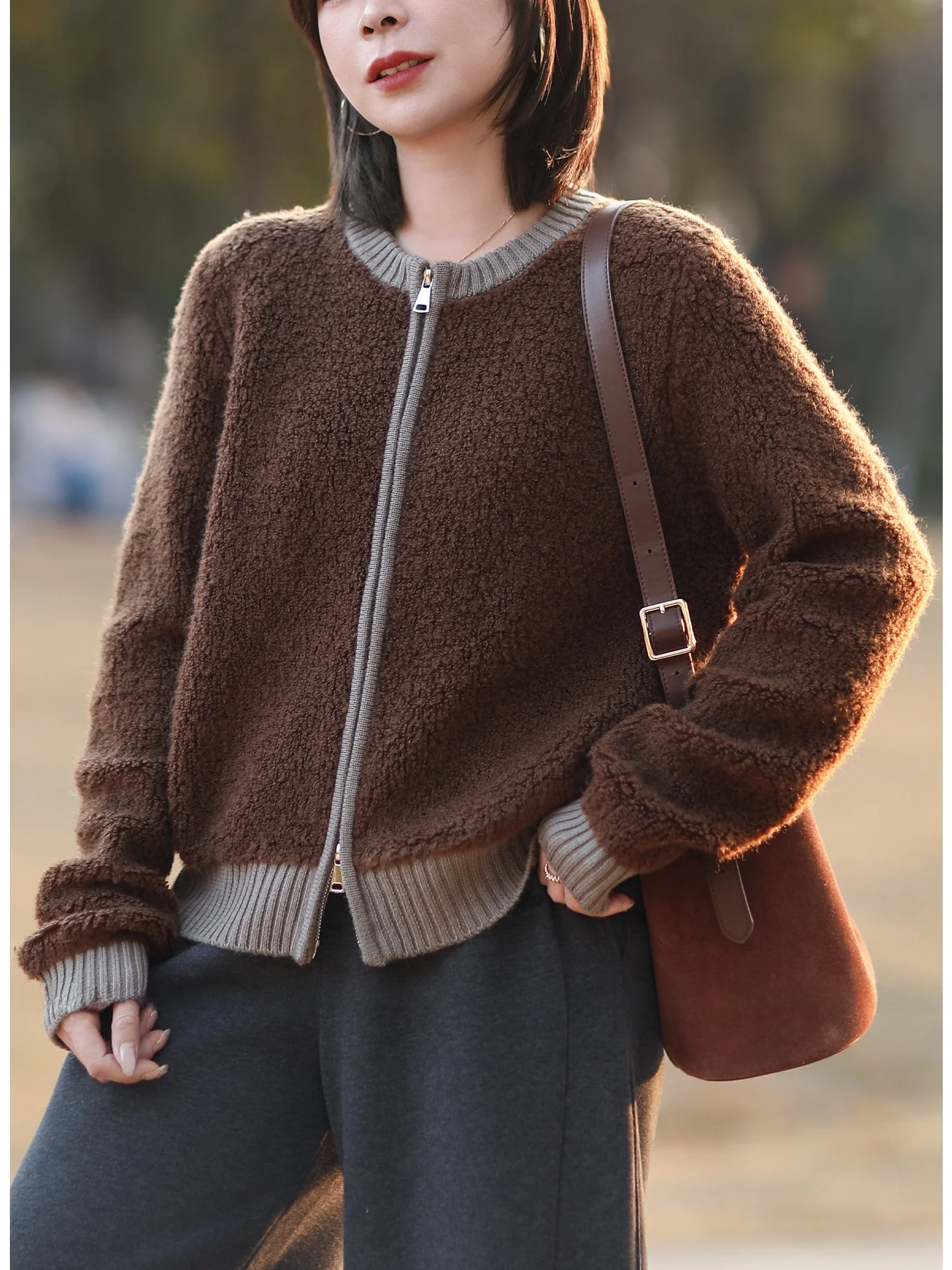 

Thiened 00 Wool Sweater Jaet Women's Winter Faion Versatile Sli Soft Cozy Outerwear round Ne Zipper Closure Card...