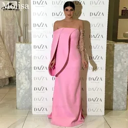 MOLISA Pink Modern Style Formal Occasion Dresses 2024 Sheath Strapless Beading Long Party Celebrity Evening Gowns فساتين الحفلات