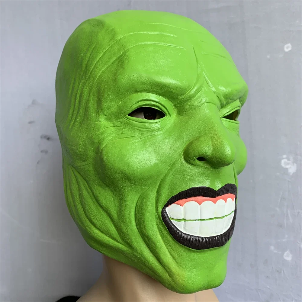 Jim Carrey Horror Mask Funny Green Monster Latex Headgear Cosplay Scary Geek Stanley Full Face Mask Halloween Party Costume Prop