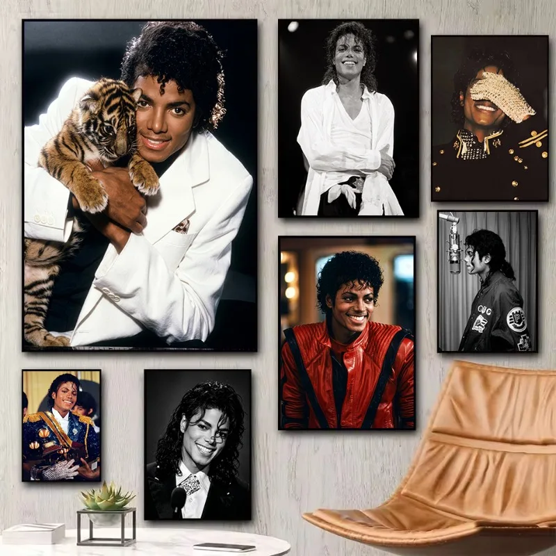 Vintage Michael J-Jackson Classic Photography King of Pop 80s Pop Music Poster Canvas Painting Wall Art Pictures Home Decor
