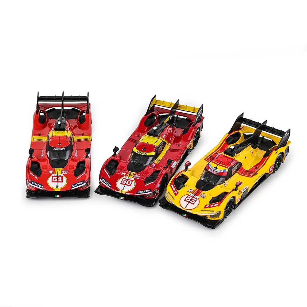Bburago 1:43 Ferrari 499P 2023/2024/2025 #51 #50 #83 Alloy Car Model Miniature Diecast Toy Classic Complete Set Collection