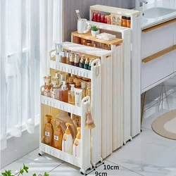Ultra Narrow Gap Storage Rack, Movable Stand for Home, Refrigerator Side Cabinet, Kitchen Door Rear Organization
