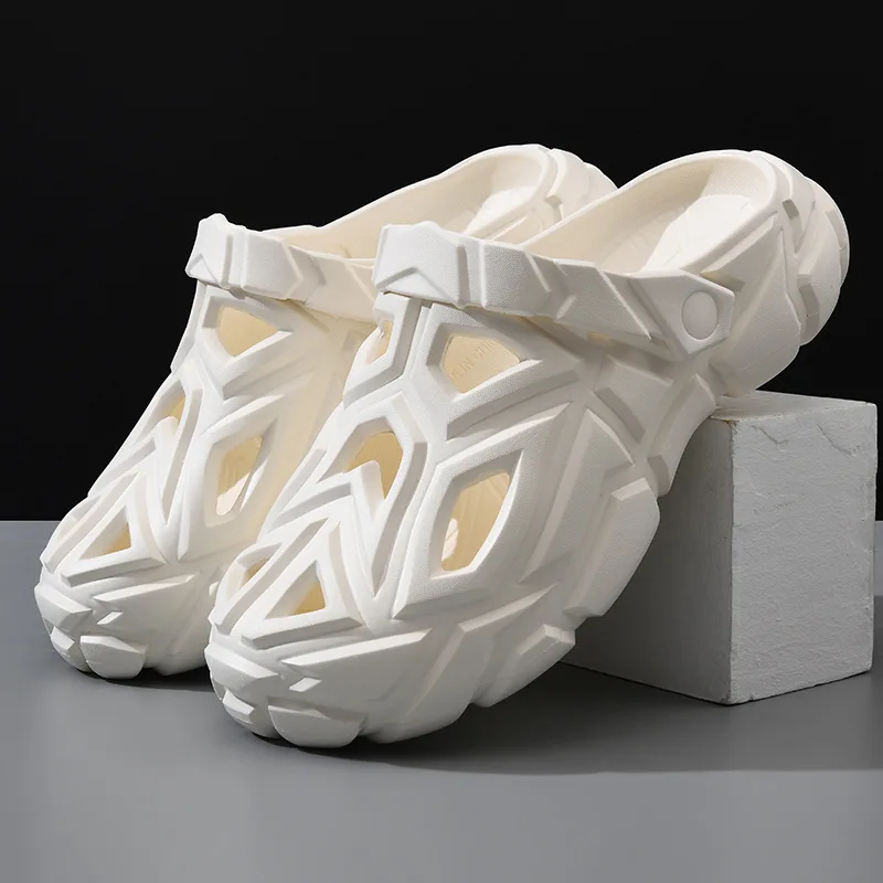 

Летние сабо-сандалии для мужчин: новые уличные пляжные тапочки с мягкой подошвой, нескользящие садовые туфли из ЭВА, модные перфорированные туфли