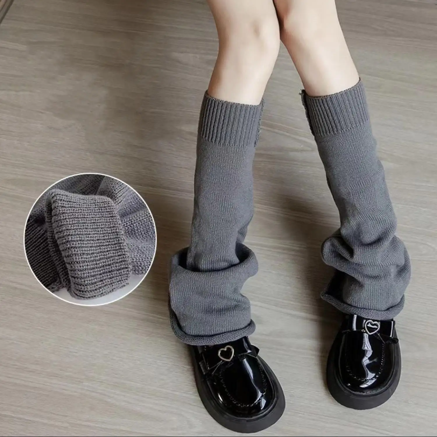 

1Pair Leg Warmers Knitted Boots Cover Stretchy for Women Long Socks Jk Uniform Horn Winter Warm Sweet Y2k