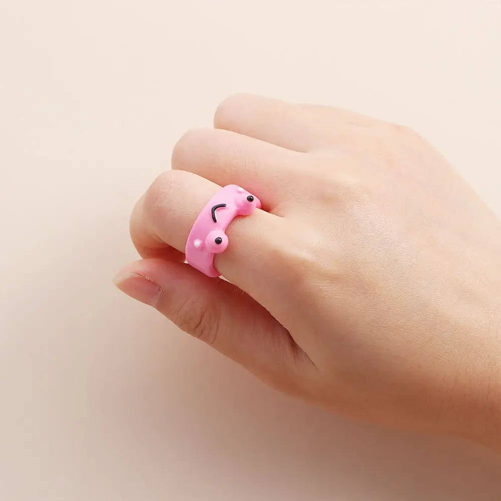 New Cute Frog Chick Resin Acrylic Ring for Female Girl Simple Animal Aesthetic Jewelry Friendship Gifts