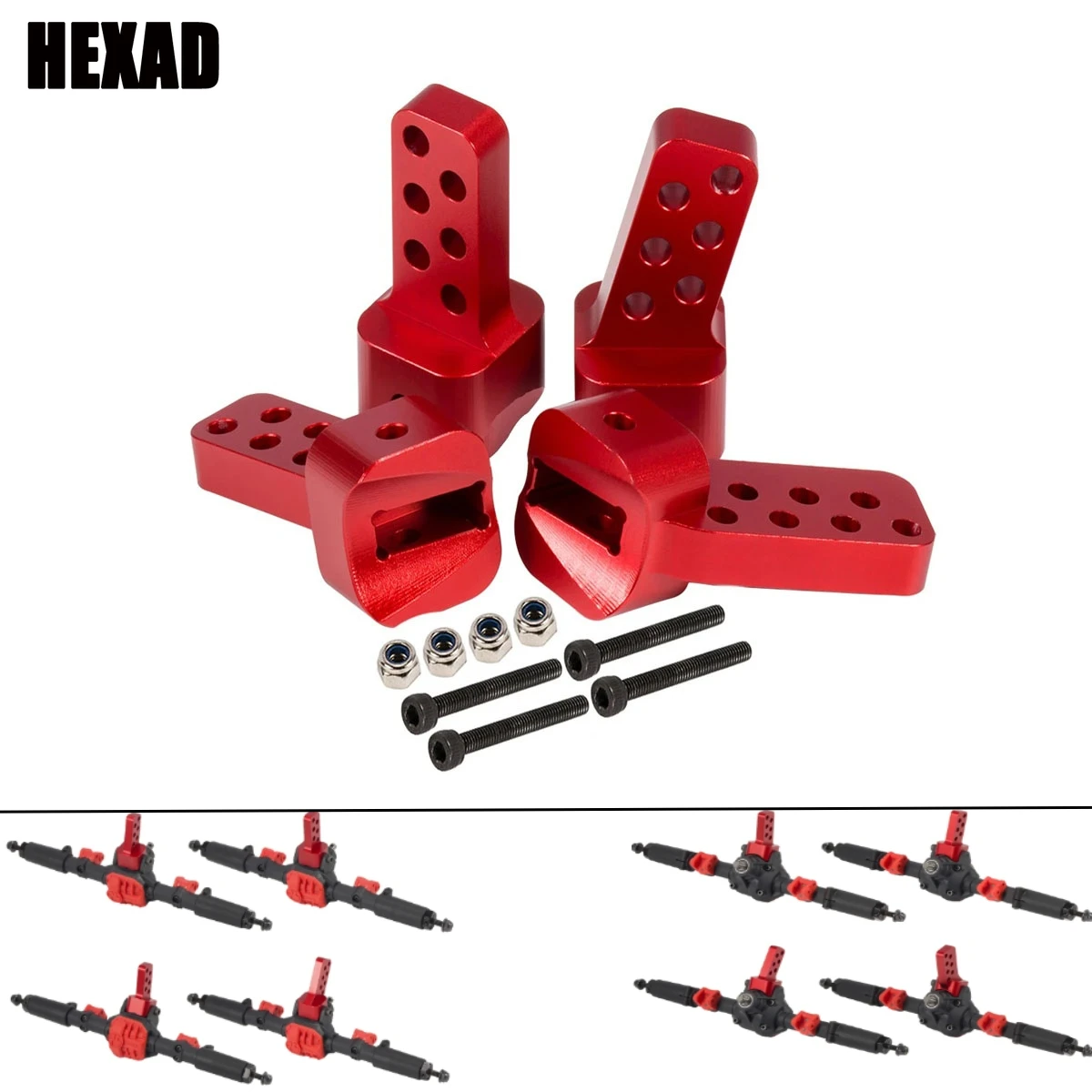 4Pcs Aluminum AR44 Axle Rear Upper Link Riser Anti-squat Mount for 1/10 RC Rigs Crawler Axial SCX10 II Chassis DIY 90046 Upgrade