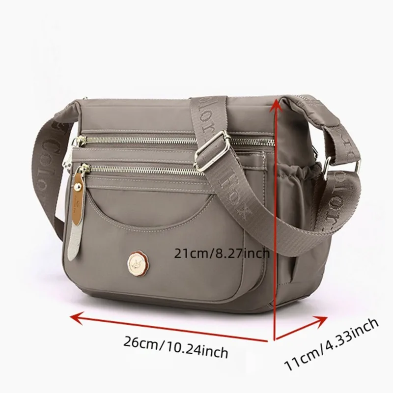 Bolso de hombro a la moda para mujer, bandolera de nailon impermeable, informal, de gran capacidad, de viaje, con múltiples bolsillos