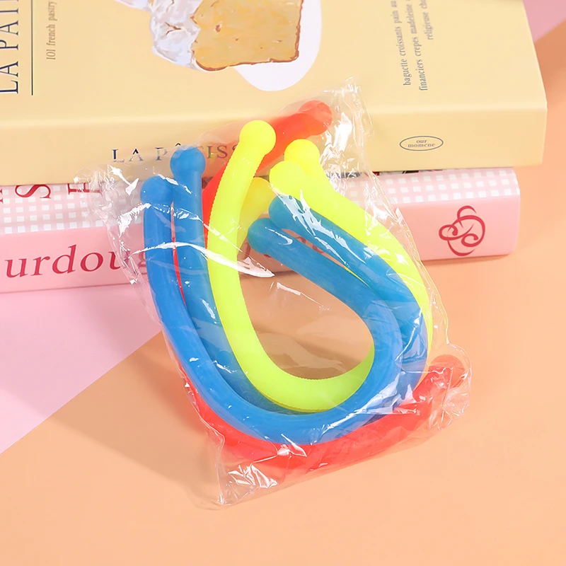 Fun Stress Relief Noodle TPR Soft Rubber Stretch Rope Toys Children DIY Colourful Venting Decompression Tension Strip Toys Gift