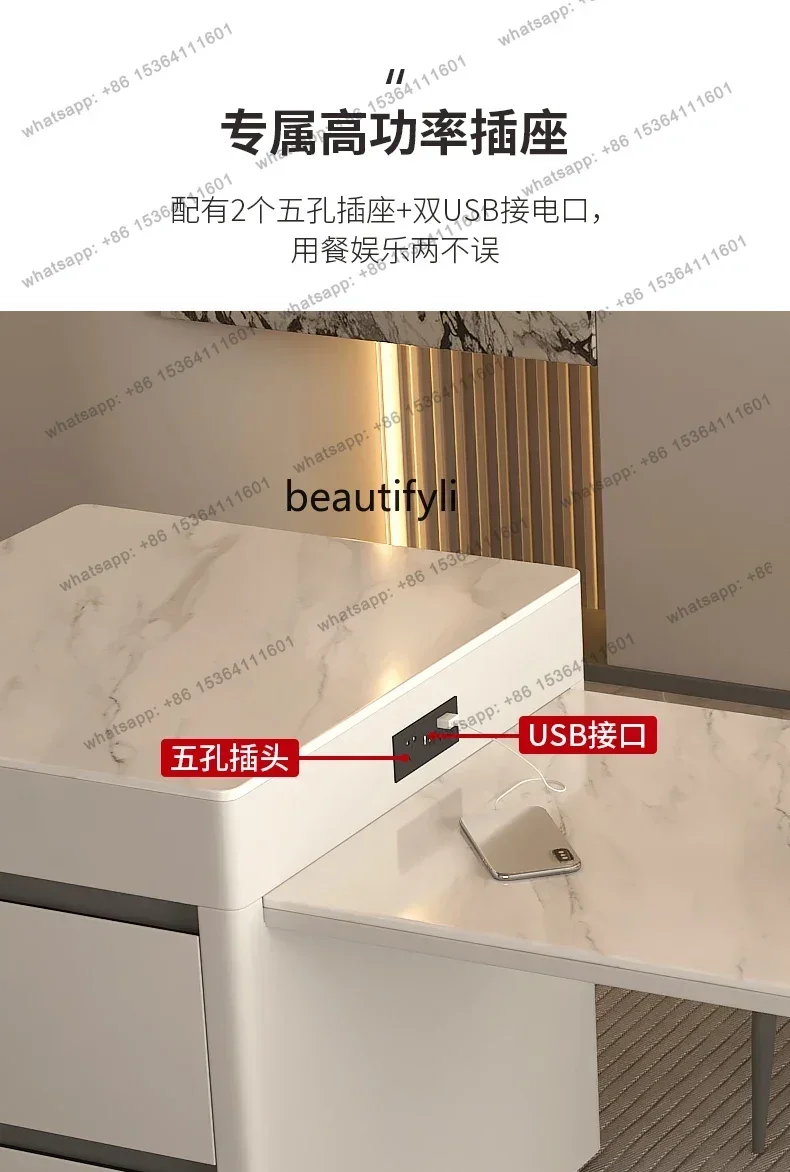 LX Solid Wood Kitchen Island Dining Table Integrated  Retractable Multi-Functional Household Stone Plate Tables and Chairs SetSS