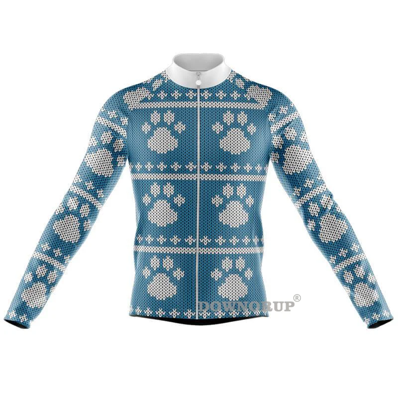 Christmas Long Sleeves Cycling Jersey Winter Fleece & No Fleece Men Bike Clothing Ride Bicycle Wear Coat MTB Ropa Ciclismo