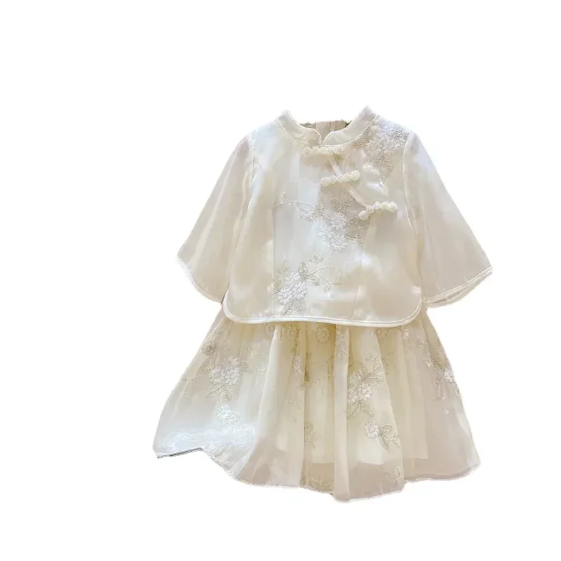 Girls Clothing Sets Summer Embroidered Girls Shirts+Skirt Fashion Princess Children Clothes Suits Birthday Party Clothes Outfits