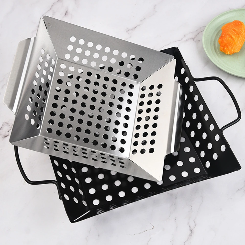 

Grilling Platter Stainless Steel Barbecue Leaking Plate Compact Light Reusable Outdoor Pan Double Handle Grill Fish Camping