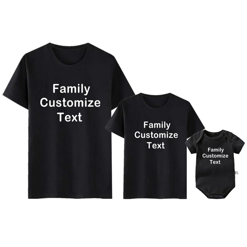 Custom Family Shirt Personalized Family T-shirts Custom Text on Shirt Cotton Unisex Tshirts Daddy Mommy Kids Shirt Baby Bodysuit