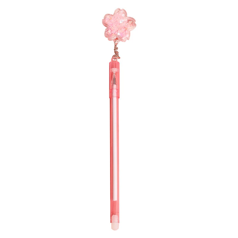 Penna neutra con ciondolo in fiore di ciliegio con paillettes rosa penna con firma per studenti con ciondolo a fiore carino