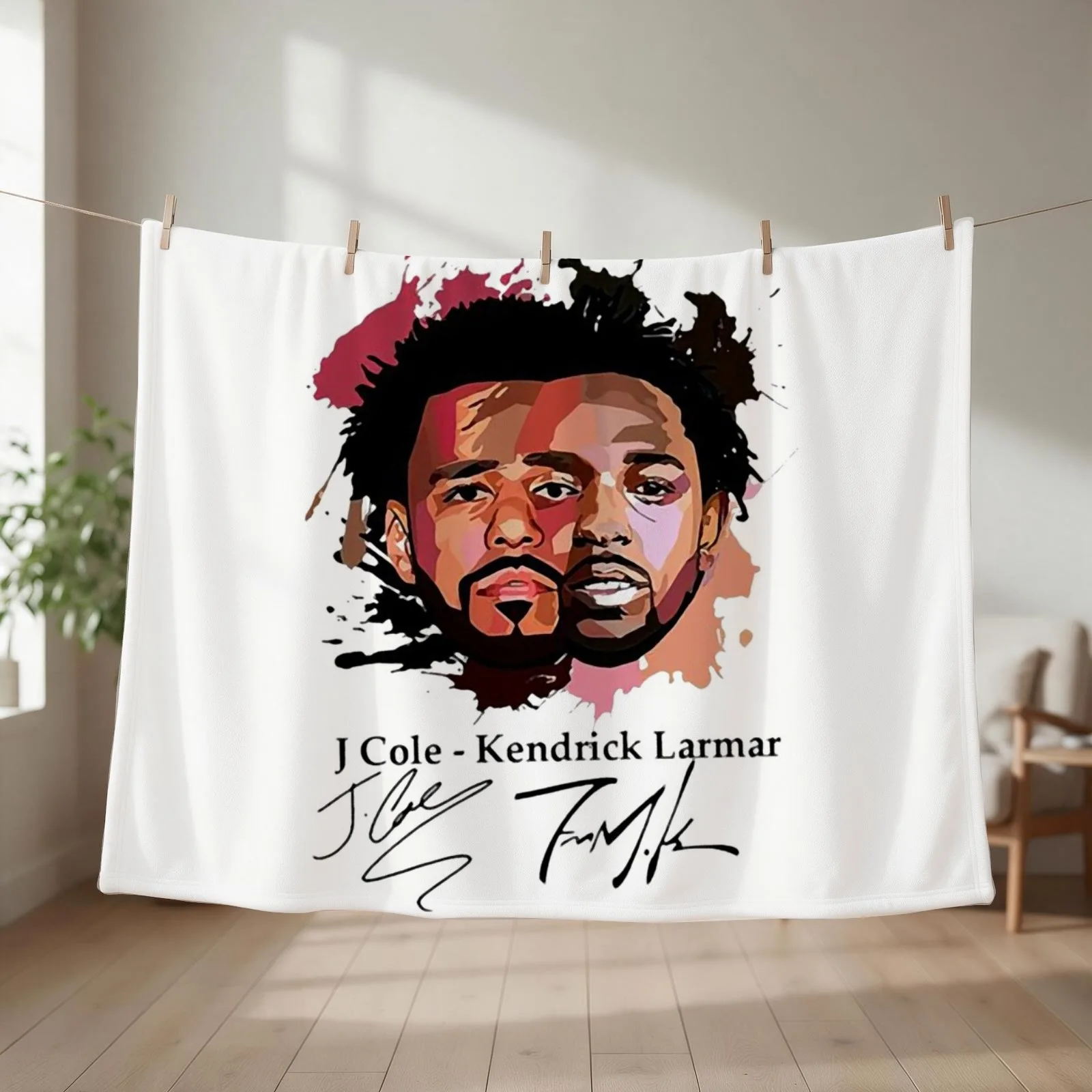 J. Cole x Kendrick Art Throw Blanket Plaid on the sofa Blankets For Baby Plush manga Blankets