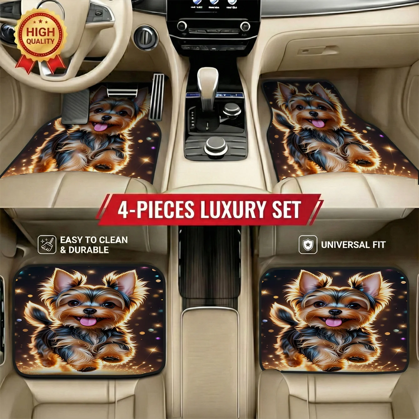 Interior Design Yorkshire - 4pcs Stylish Car Mats Featuring Yorkshire