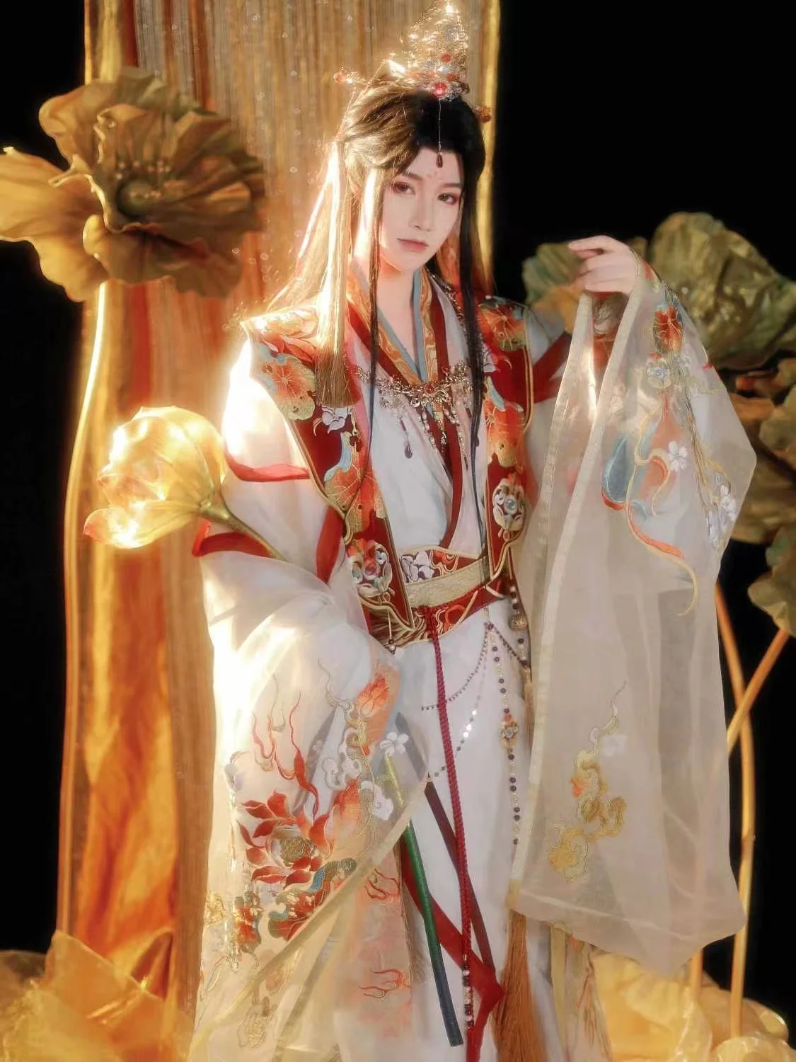 Ancient Fairy Floral Hanfu Dress Set Men Women Weijin Period Traditional Embroidery Costume Niche Anime Swordsman CosplayGarment