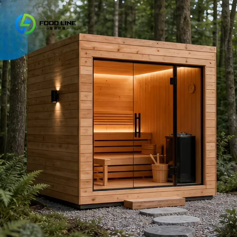 Premium Red Cedar Outdoor Square Sauna Traditional Dry Steam Sauna Cabin  Home Spa Backyard Living Design