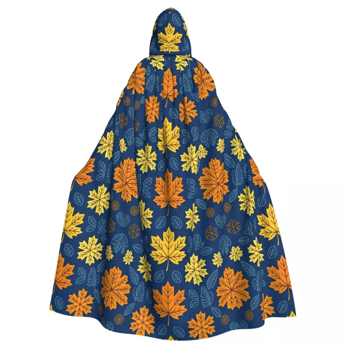 Maple Fallen Leaves Gothic Halloween Cosplay Cloak Autumn Leaf Hooded Cape for Aldult