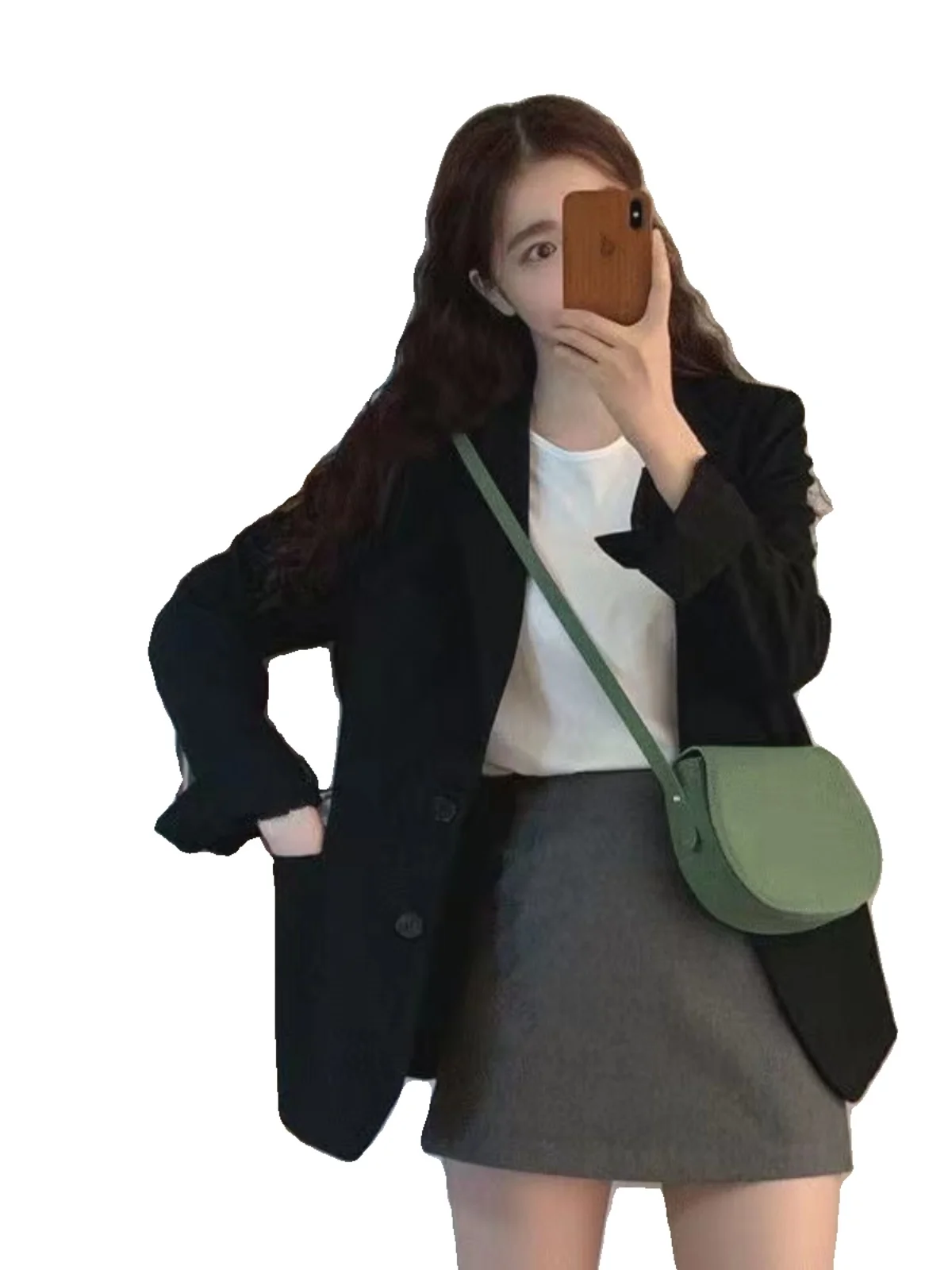 plus Size Casual Bla Suit Jaet Korean Sle Commute Pure Color Long Sve Thin Edition Street Faion Loose Fit Top