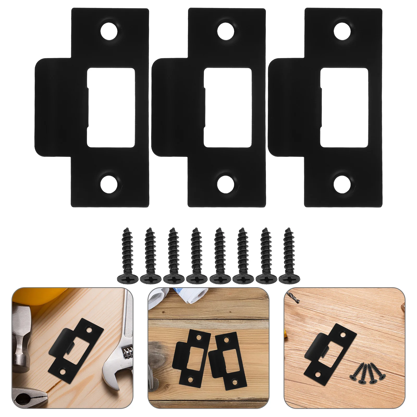 

Stainless Steel Door Strike Plate T-Type Latch Guard Scratch Resistant Durable Lock Hardware Accessories for Interior Deadbolt