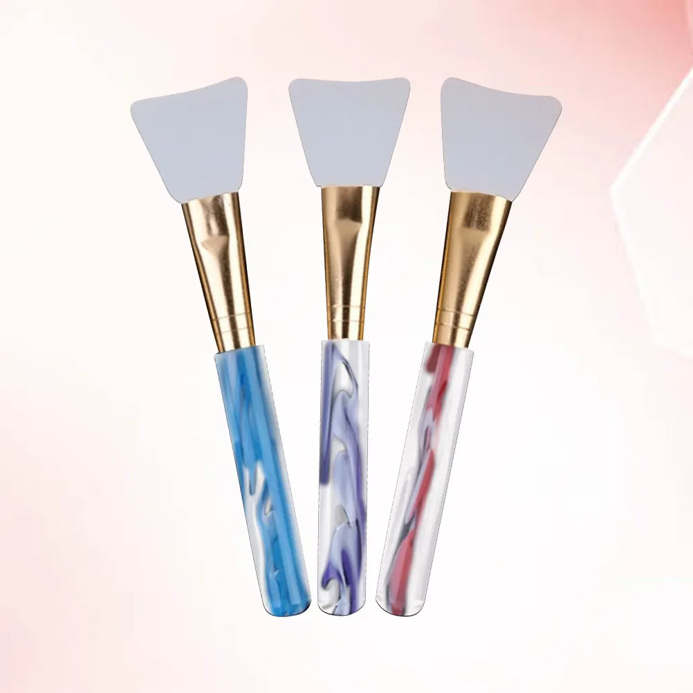 3Pcs Mask Brushes Silicone Bristles Premium Acrylic Handle Comfort Grip for Daily Professional Use Gift for Women Makeup
