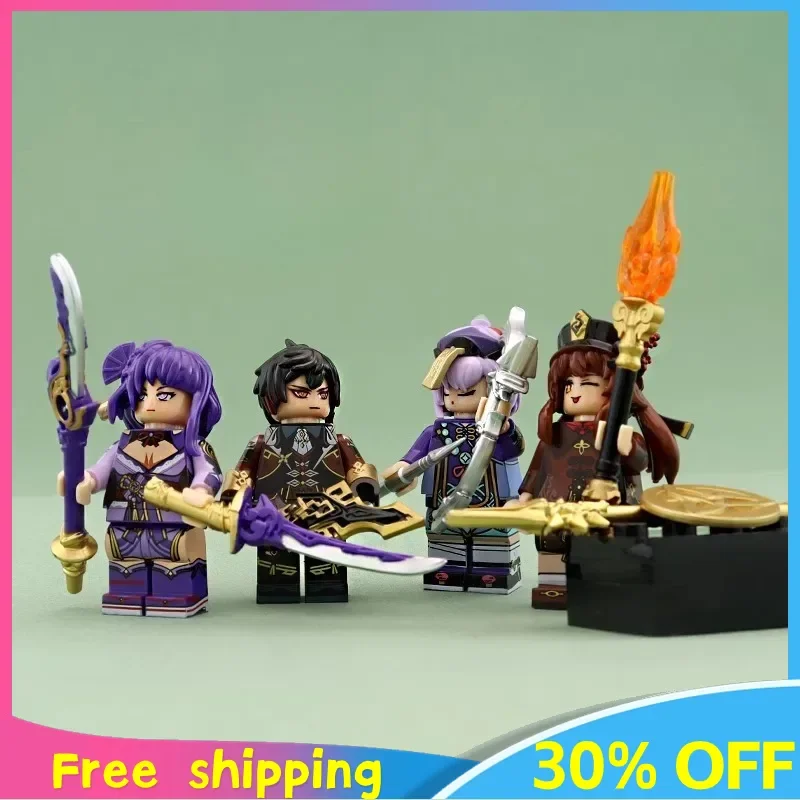 

New 5cm Genshin Impact Game Peripherals Zhongli Klee Action Figure Building Blocks Desktop Decoration Ornaments Gifts Toys Kids